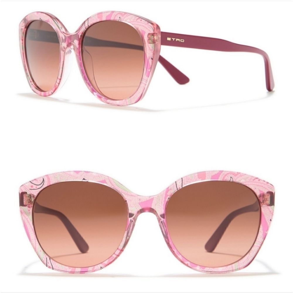 Etro Pink Patterned Cat-Eye Sunglasses with Brown Gradient Lenses